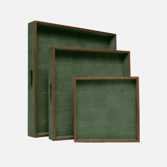 Amina tray in Juniper Realistic Faux Shagreen/Walnut Veer finish by Made Goods.