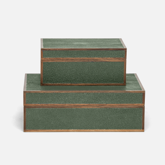 Cooper box set in Juniper Realsitic Faux Shagreen/Walnut Veneer finish by Made Goods.