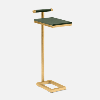 Ellery Accent Table in Juniper Realistic Faux Shagreen/Texturized Gold Steel finish by Made Goods.