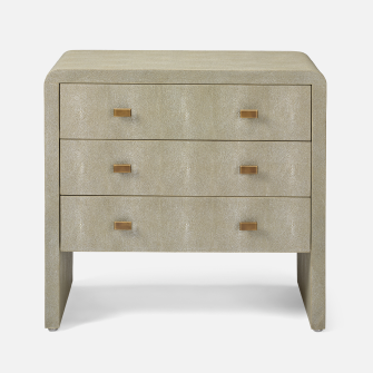 Harlow Nightstand in Sand Realistic Faux Shagreen finish by Made Goods.