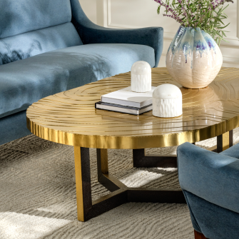 Prescott Coffee Table in Satin Gold/Black Patterned Brass finish by Made Goods.